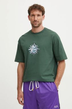 Bavlnené tričko Quiksilver Spike Ball Mer pánske, zelená farba, s potlačou, AQYZT09918