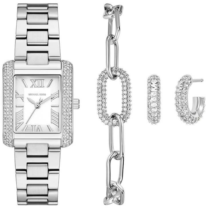 Hodinky, náramok a náušnice Michael Kors strieborná farba, MK4839SET