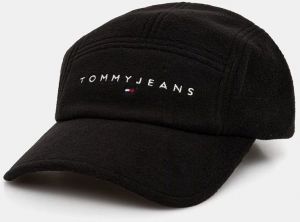 Šiltovka Tommy Jeans čierna farba, s nášivkou, AM0AM12660