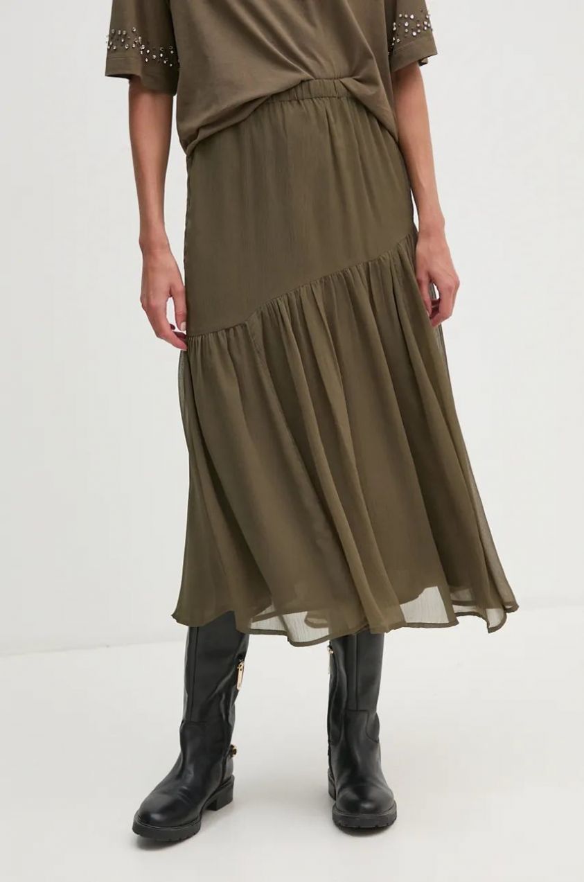 Sukňa Pepe Jeans REJOICE zelená farba, midi, áčkový strih, PL901160