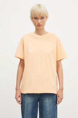 Bavlnené tričko New Balance Athletics Jersey dámske, oranžová farba, WT41501PAE