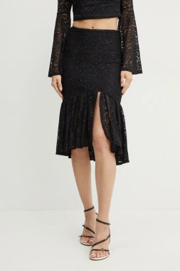 Sukňa Guess DOMINIQUE čierna farba, midi, rovný strih, W4BD86 KCG90