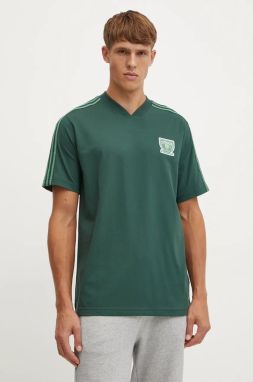 Bavlnené tričko adidas Originals pánske, zelená farba, s nášivkou, IW3240