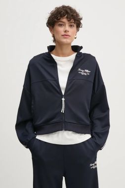 Mikina Tommy Hilfiger dámska, tmavomodrá farba, s nášivkou, WW0WW42924