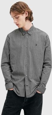 Bavlnená košeľa AllSaints NEO LS SHIRT pánska, čierna farba, voľný strih, s klasickým golierom, M044SB