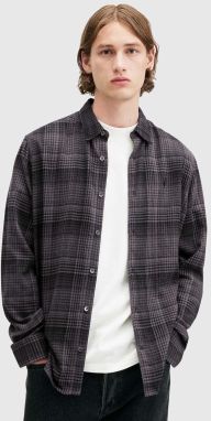 Bavlnená košeľa AllSaints SONIK LS SHIRT pánska, šedá farba, voľný strih, s klasickým golierom, M037SB