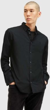 Bavlnená košeľa AllSaints HAWTHORNE LS SHIRT pánska, čierna farba, slim, s klasickým golierom, M150SB