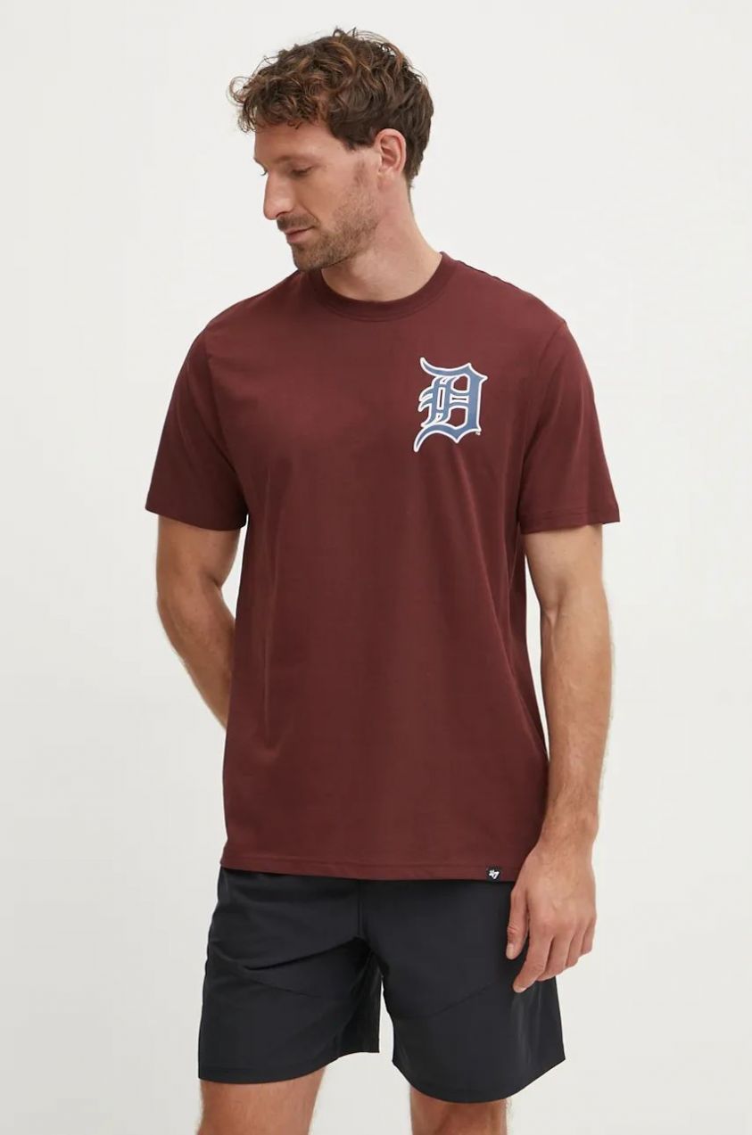 Bavlnené tričko 47 brand MLB Detroit Tigers pánske, hnedá farba, s potlačou, BB009TMBECT627616N0