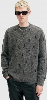 Sveter s prímesou vlny AllSaints ZAP CREW pánsky, šedá farba, M072KB