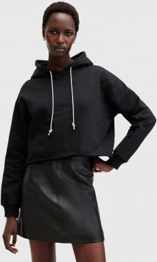 Bavlnená mikina AllSaints PIPPA SPARKLE HOODY dámska, čierna farba, s kapucňou, jednofarebná, W117JB