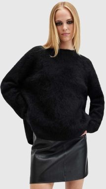 Kašmírový sveter AllSaints REBEL CREW NECK čierna farba, W117KB