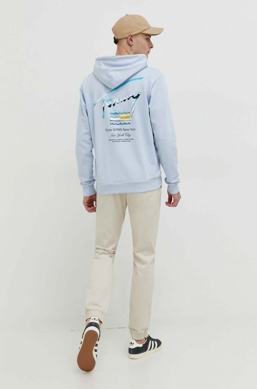 Bavlnená mikina Tommy Jeans pánska, s kapucňou, s potlačou, DM0DM18457
