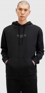 Bavlnená mikina AllSaints BONES OTH HOODY pánska, čierna farba, s kapucňou, jednofarebná, M005NB