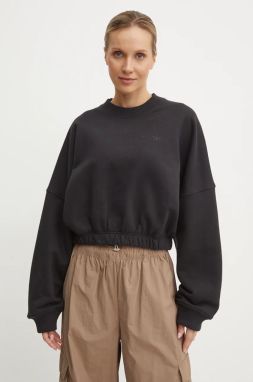 Bavlnená mikina adidas Originals dámska, čierna farba, jednofarebná, IW5752
