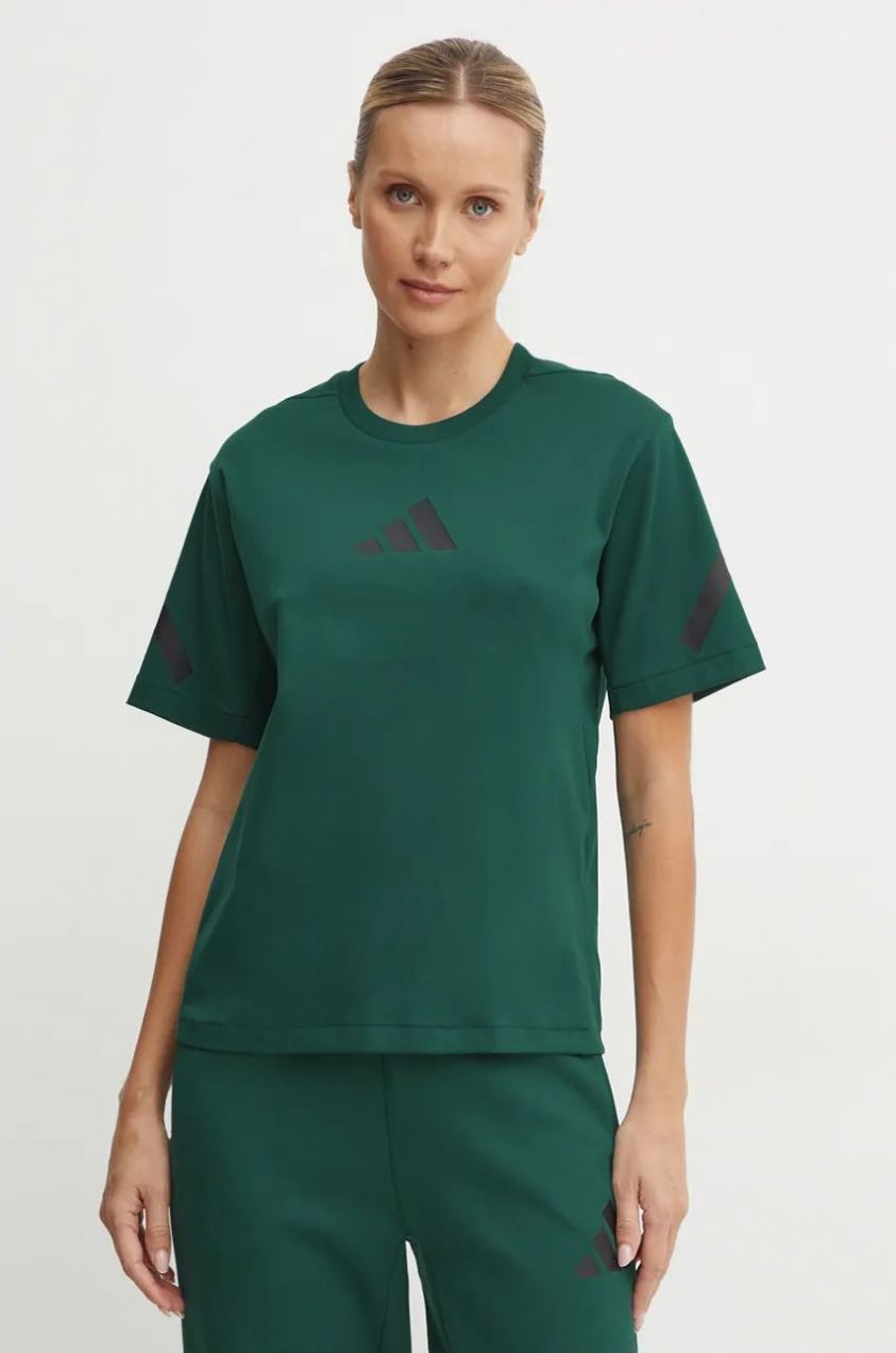 Bavlnené tričko adidas ZNE dámske, zelená farba, JF8889