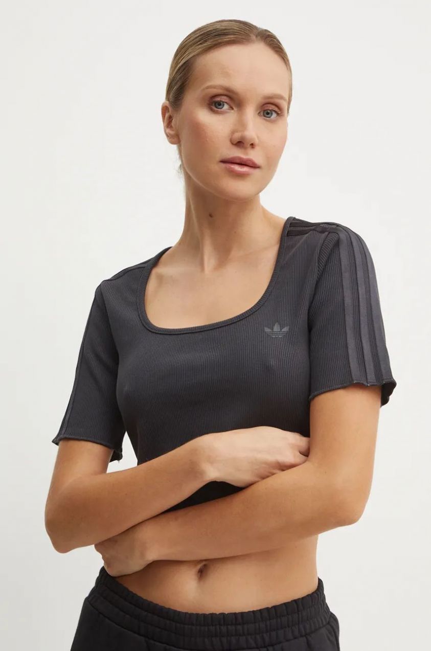 Tričko adidas Originals Femme Galore Baby Tee dámske, čierna farba, JN3013