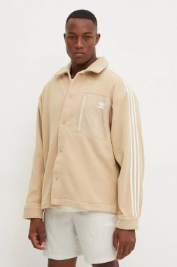 Fleecová mikina adidas Originals béžová farba, s nášivkou, IX5219