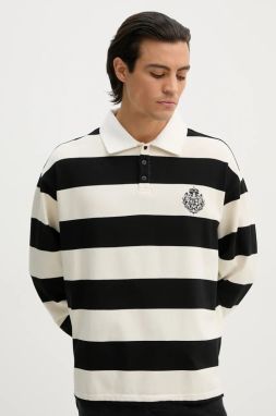 Bavlnené tričko s dlhým rukávom The Kooples čierna farba, vzorovaný, HPOL29004K