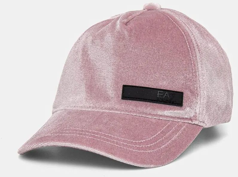 Bavlnená šiltovka EA7 Emporio Armani ružová farba, jednofarebná, 4F101.280048