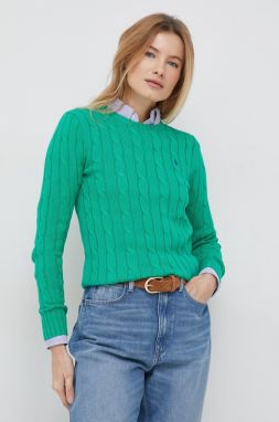 Bavlnený sveter Polo Ralph Lauren zelená farba, 211891640