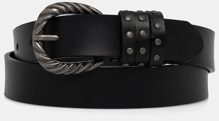 Kožený opasok Pepe Jeans HALSEY BELT dámsky, čierna farba, PL020856