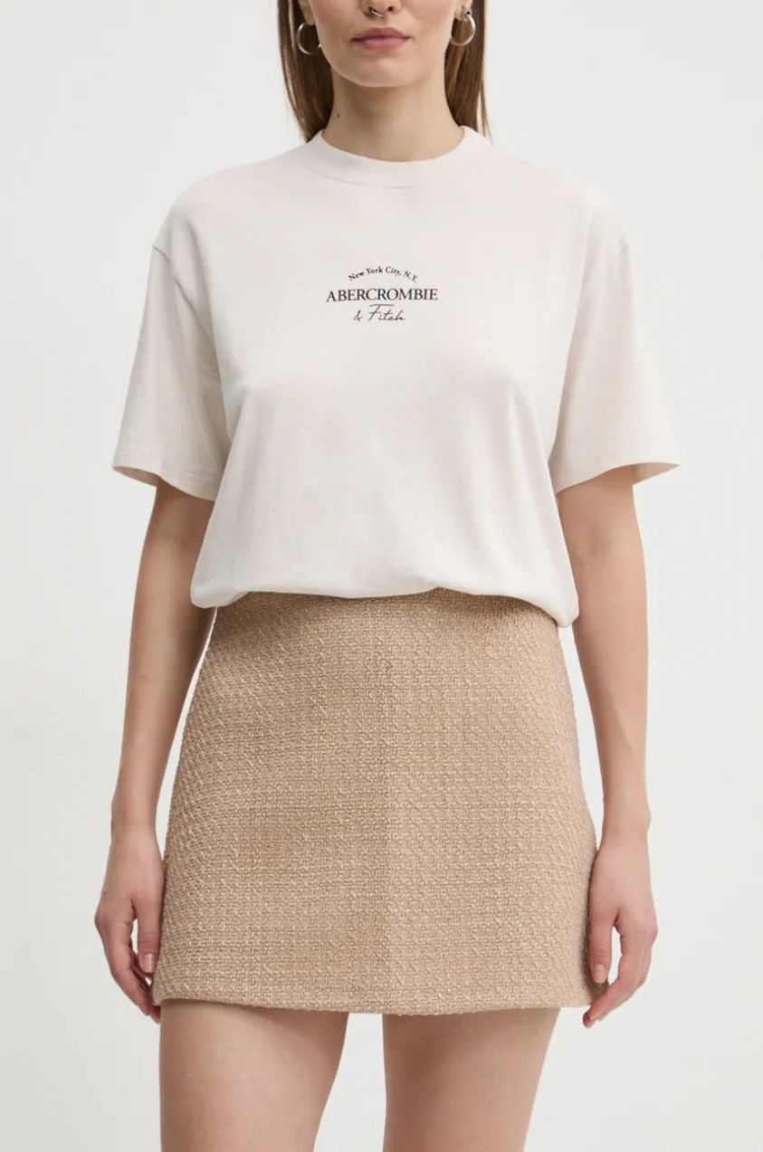 Sukňa Abercrombie & Fitch béžová farba, mini, puzdrová, KI143-4331