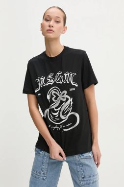 Bavlnené tričko MSGM dámske, čierna farba, 3742MDM109.247798