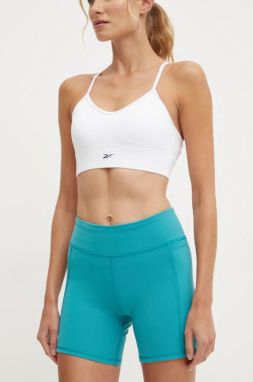 Tréningové šortky Reebok LUX Collection tyrkysová farba, jednofarebné, vysoký pás, 100206175