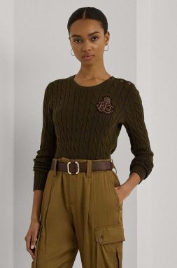 Bavlnený sveter Lauren Ralph Lauren zelená farba, 200962263