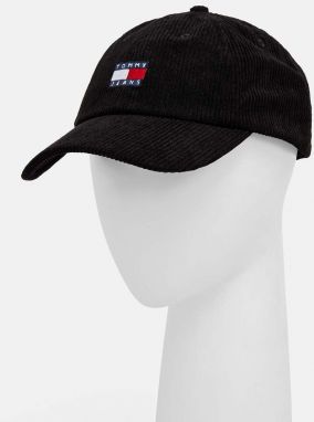 Menčestrová baseballová čiapka Tommy Jeans čierna farba, s nášivkou, AM0AM12636