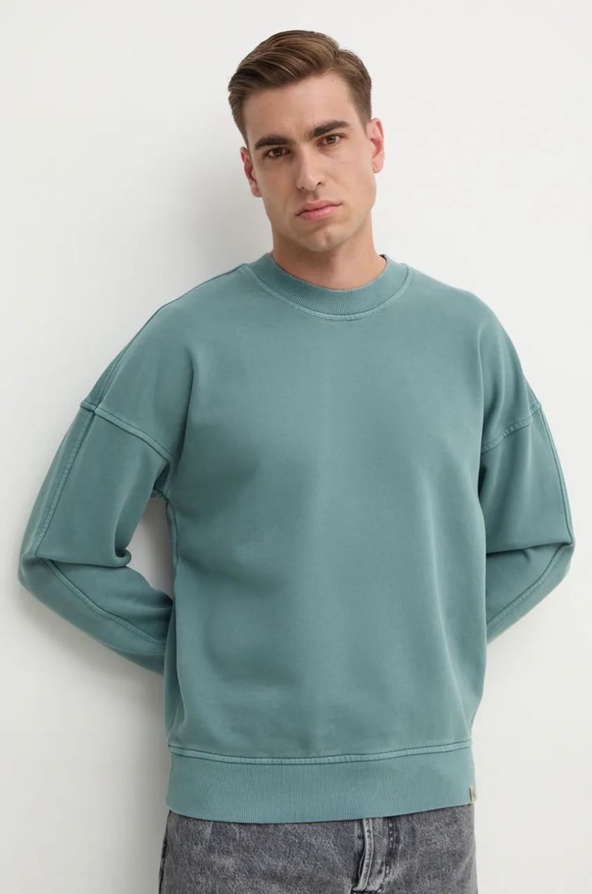 Bavlnená mikina Calvin Klein Jeans pánska, zelená farba, jednofarebná, J30J326687