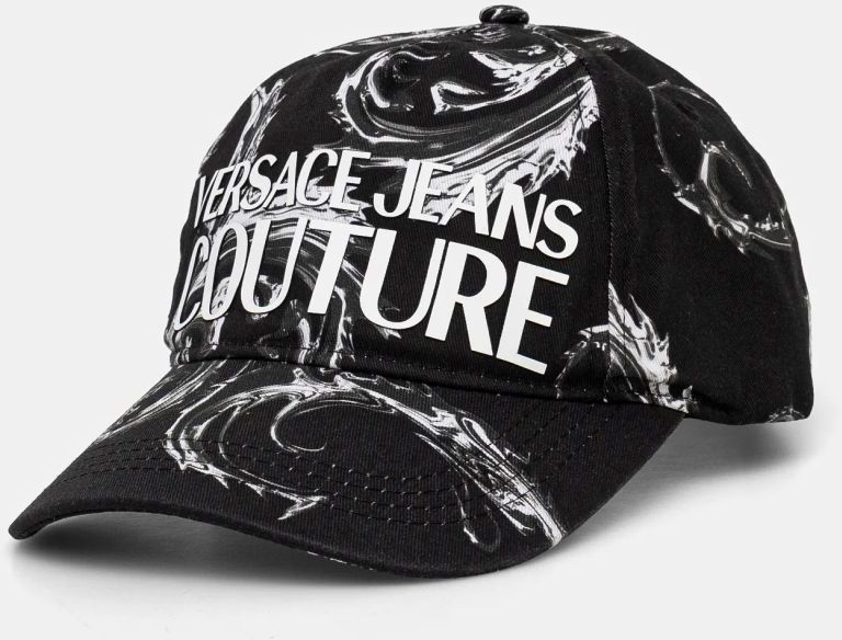 Bavlnená šiltovka Versace Jeans Couture čierna farba, vzorovaná, 77GAZK43 ZG304