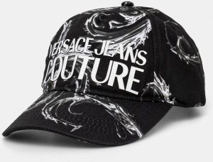 Bavlnená šiltovka Versace Jeans Couture čierna farba, vzorovaná, 77GAZK43 ZG304