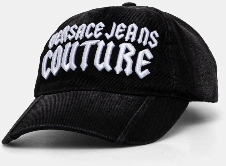 Džínsová šiltovka Versace Jeans Couture čierna farba, s nášivkou, 77GAZK56 ZG298