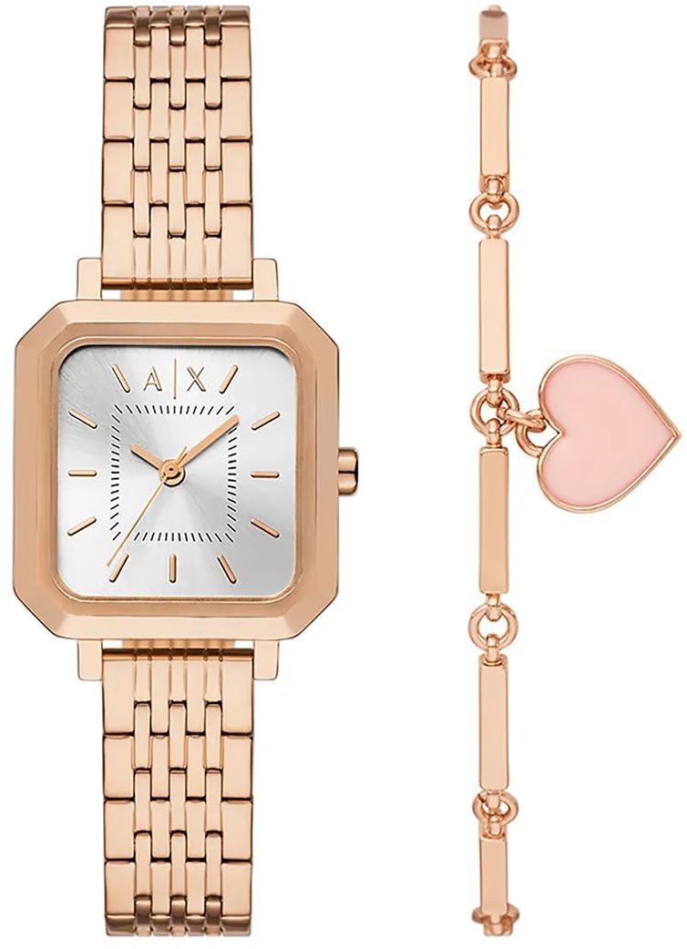 Hodinky a náramok Armani Exchange zlatá farba, AX7164SET