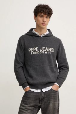 Sveter s prímesou vlny Pepe Jeans CARSON pánsky, šedá farba, PM702459