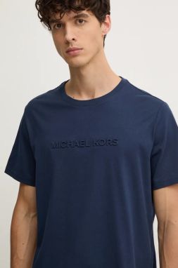 Bavlnené tričko Michael Kors pánske, tmavomodrá farba, s nášivkou, CF4529H1V2