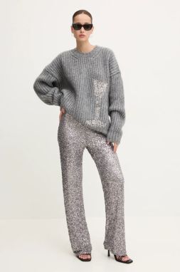Sveter s prímesou vlny MSGM dámsky, šedá farba, teplý, 3742MDM207A.247984