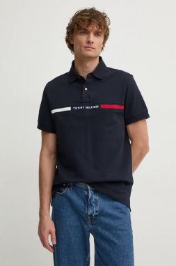 Polo tričko Tommy Hilfiger pánske, tmavomodrá farba, s nášivkou, MW0MW38130