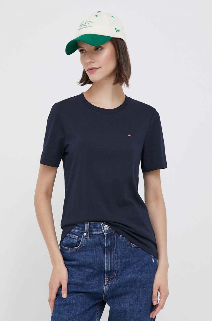 Bavlnené tričko Tommy Hilfiger tmavomodrá farba,WW0WW39848
