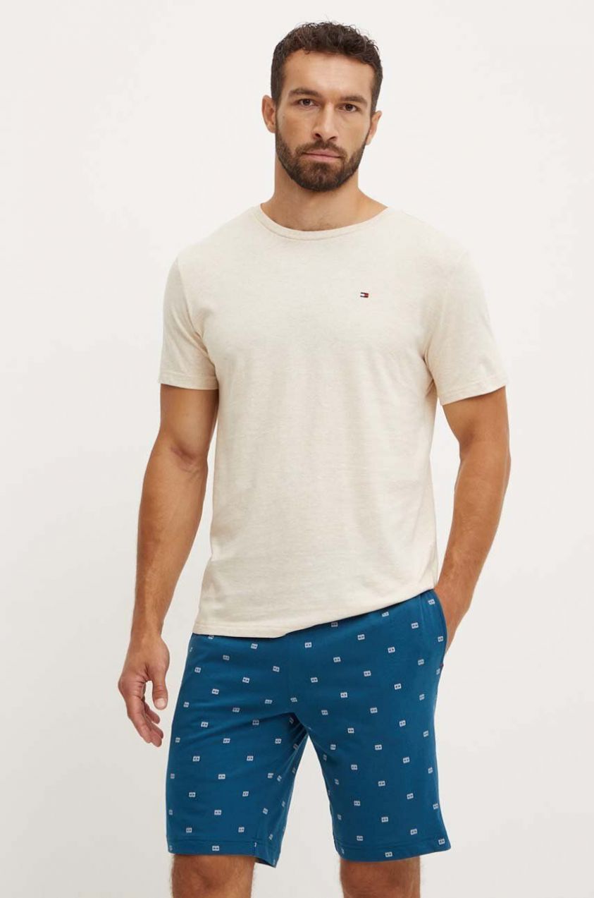 Bavlnené pyžamo Tommy Hilfiger zelená farba, vzorované, UM0UM02319