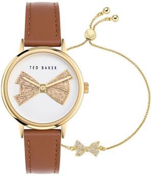 Hodinky a náramok Ted Baker béžová farba