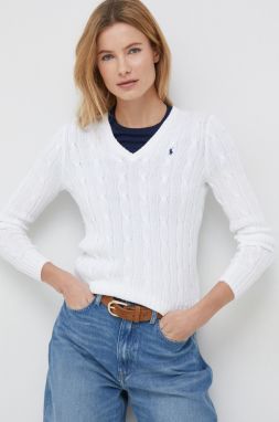 Bavlnený sveter Polo Ralph Lauren biela farba,tenký,211891641