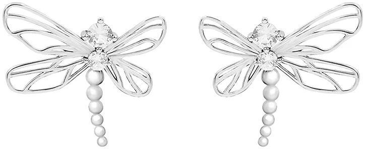 Postriebrené náušnice Lilou Dragonfly 182/22/KOL/AZU/BIC/SR