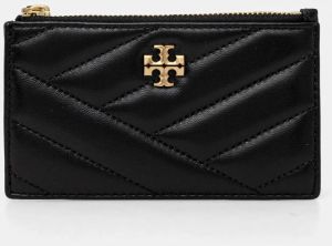 Kožená peňaženka Tory Burch Kira dámska, čierna farba, 156556.001