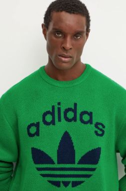 Sveter adidas Originals Knit Crewneck pánsky, zelená farba, JN5966