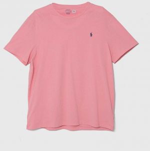 Bavlnené tričko Polo Ralph Lauren pánske, ružová farba, jednofarebné, 710671438