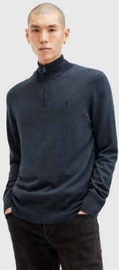 Vlnený sveter AllSaints KILBURN ZIP FUNNEL čierna farba, M082KB