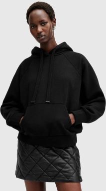 Bavlnená mikina AllSaints TALON UNDRGRND HOODY dámska, čierna farba, s kapucňou, s potlačou, W051JB
