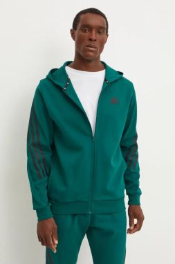 Mikina adidas Future Icons pánska, zelená farba, s kapucňou, s potlačou, IW8531